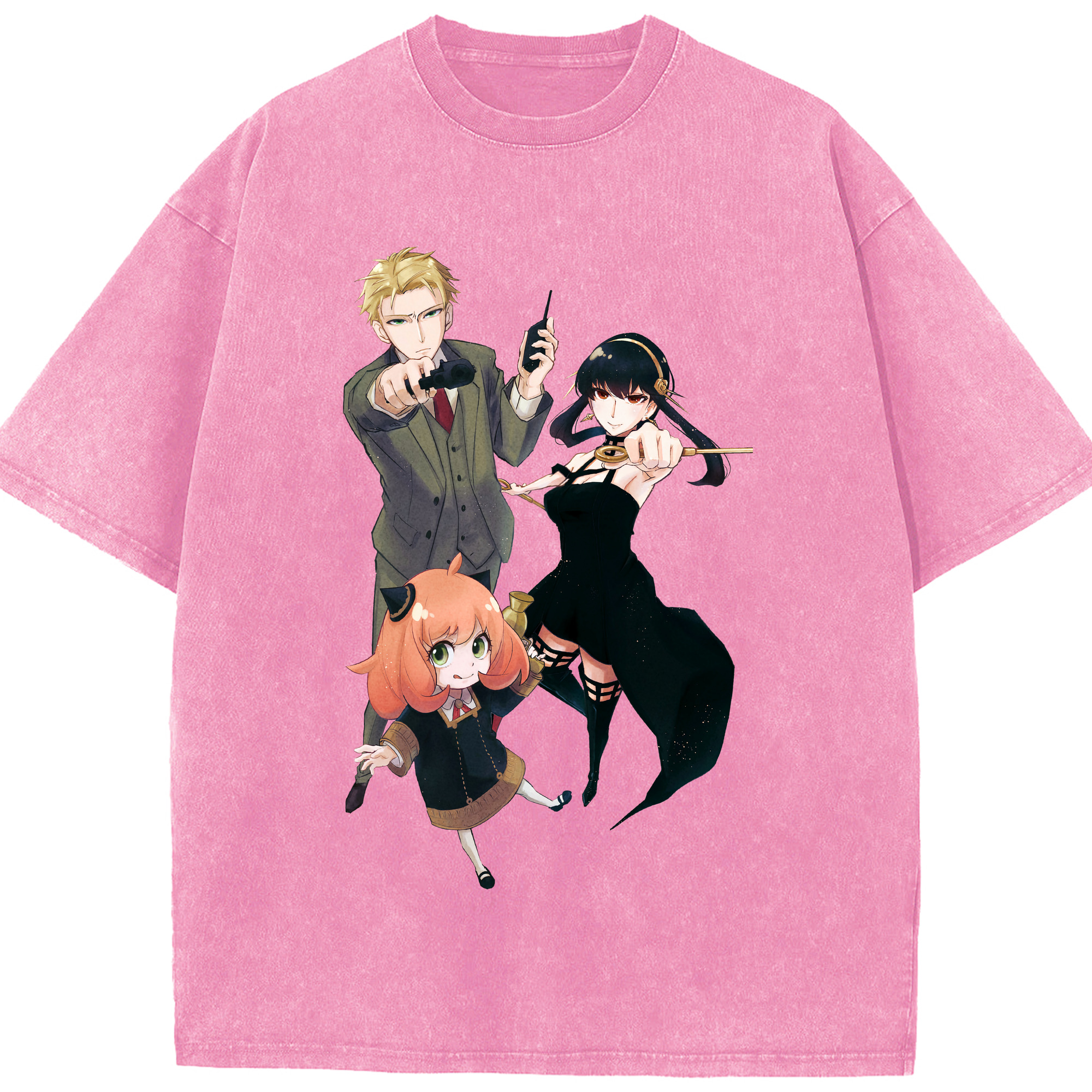 （画像用） SPY×FAMILY间谍家家酒 綿100% ヴィンテージ風 半袖Tシャツ（フロントプリント）
